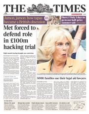 The Times (UK) Newspaper Front Page for 26 June 2014