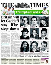 The Times (UK) Newspaper Front Page for 26 July 2011