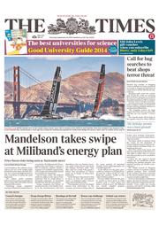 The Times (UK) Newspaper Front Page for 26 September 2013