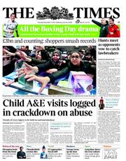 The Times (UK) Newspaper Front Page for 27 December 2012