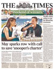 The Times (UK) Newspaper Front Page for 27 May 2013