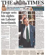 The Times (UK) Newspaper Front Page for 27 May 2014