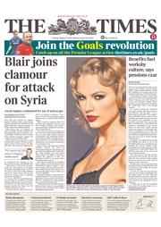 The Times (UK) Newspaper Front Page for 27 August 2013
