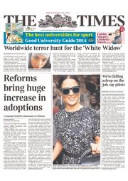 The Times (UK) Newspaper Front Page for 27 September 2013