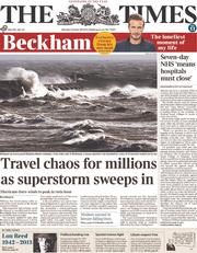 The Times (UK) Newspaper Front Page for 28 October 2013