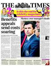 The Times (UK) Newspaper Front Page for 28 November 2011