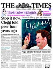The Times (UK) Newspaper Front Page for 28 February 2013