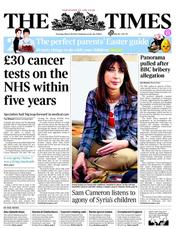 The Times (UK) Newspaper Front Page for 28 March 2013