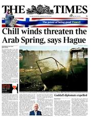 The Times (UK) Newspaper Front Page for 28 July 2011