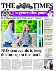The Times (UK) Newspaper Front Page for 28 August 2012