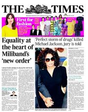 The Times (UK) Newspaper Front Page for 28 September 2011