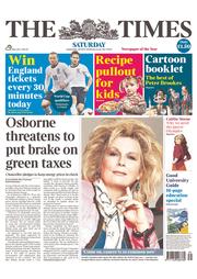The Times (UK) Newspaper Front Page for 28 September 2013