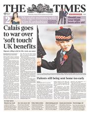The Times (UK) Newspaper Front Page for 29 October 2014