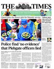 The Times (UK) Newspaper Front Page for 29 March 2013