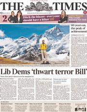 The Times (UK) Newspaper Front Page for 29 May 2013