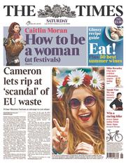 The Times (UK) Newspaper Front Page for 29 June 2013
