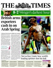 The Times (UK) Newspaper Front Page for 29 August 2011