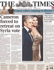 The Times (UK) Newspaper Front Page for 29 August 2013