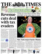 The Times (UK) Newspaper Front Page for 2 November 2012