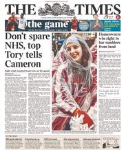 The Times (UK) Newspaper Front Page for 2 January 2014