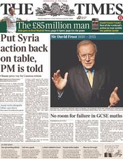 The Times (UK) Newspaper Front Page for 2 September 2013