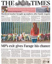 The Times (UK) Newspaper Front Page for 30 April 2014