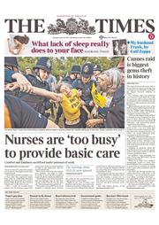 The Times (UK) Newspaper Front Page for 30 July 2013