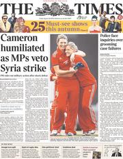 The Times (UK) Newspaper Front Page for 30 August 2013