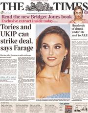 The Times (UK) Newspaper Front Page for 30 September 2013