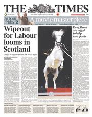 The Times (UK) Newspaper Front Page for 31 October 2014