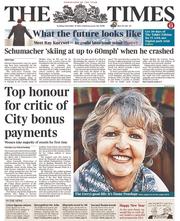 The Times (UK) Newspaper Front Page for 31 December 2013