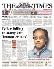 The Times (UK) Newspaper Front Page for 31 January 2014