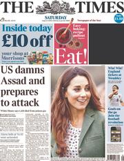 The Times (UK) Newspaper Front Page for 31 August 2013