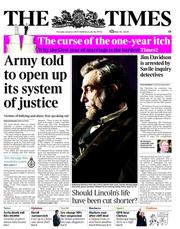 The Times (UK) Newspaper Front Page for 3 January 2013