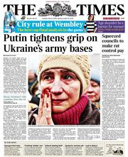 The Times (UK) Newspaper Front Page for 3 March 2014