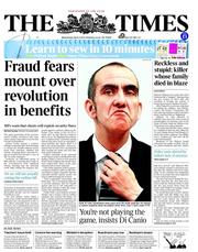 The Times (UK) Newspaper Front Page for 3 April 2013