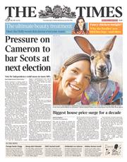 The Times (UK) Newspaper Front Page for 3 April 2014