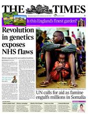 The Times (UK) Newspaper Front Page for 3 August 2011