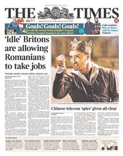 The Times (UK) Newspaper Front Page for 4 December 2013