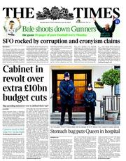 The Times (UK) Newspaper Front Page for 4 March 2013