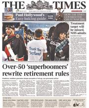 The Times (UK) Newspaper Front Page for 4 August 2014