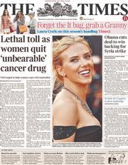 The Times (UK) Newspaper Front Page for 4 September 2013