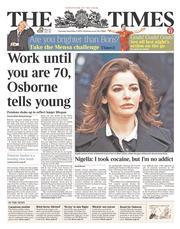 The Times (UK) Newspaper Front Page for 5 December 2013