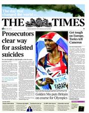 The Times (UK) Newspaper Front Page for 5 September 2011