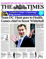 The Times (UK) Newspaper Front Page for 5 September 2012