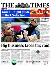 The Times (UK) Newspaper Front Page for 6 November 2012