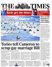The Times (UK) Newspaper Front Page for 6 May 2013