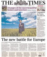 The Times (UK) Newspaper Front Page for 6 June 2014
