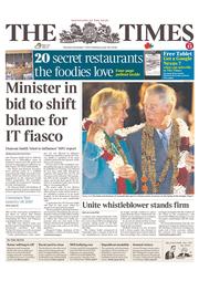 The Times (UK) Newspaper Front Page for 7 November 2013