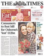 The Times (UK) Newspaper Front Page for 7 December 2013